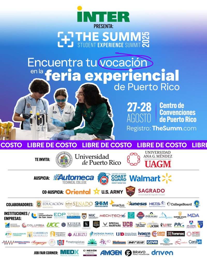The Summ 2025 Student Experience Summit — August 27–28 at the Puerto Rico Convention Center; free admission; visit DJ SERGIO LLC’s booth for prom planning guidance